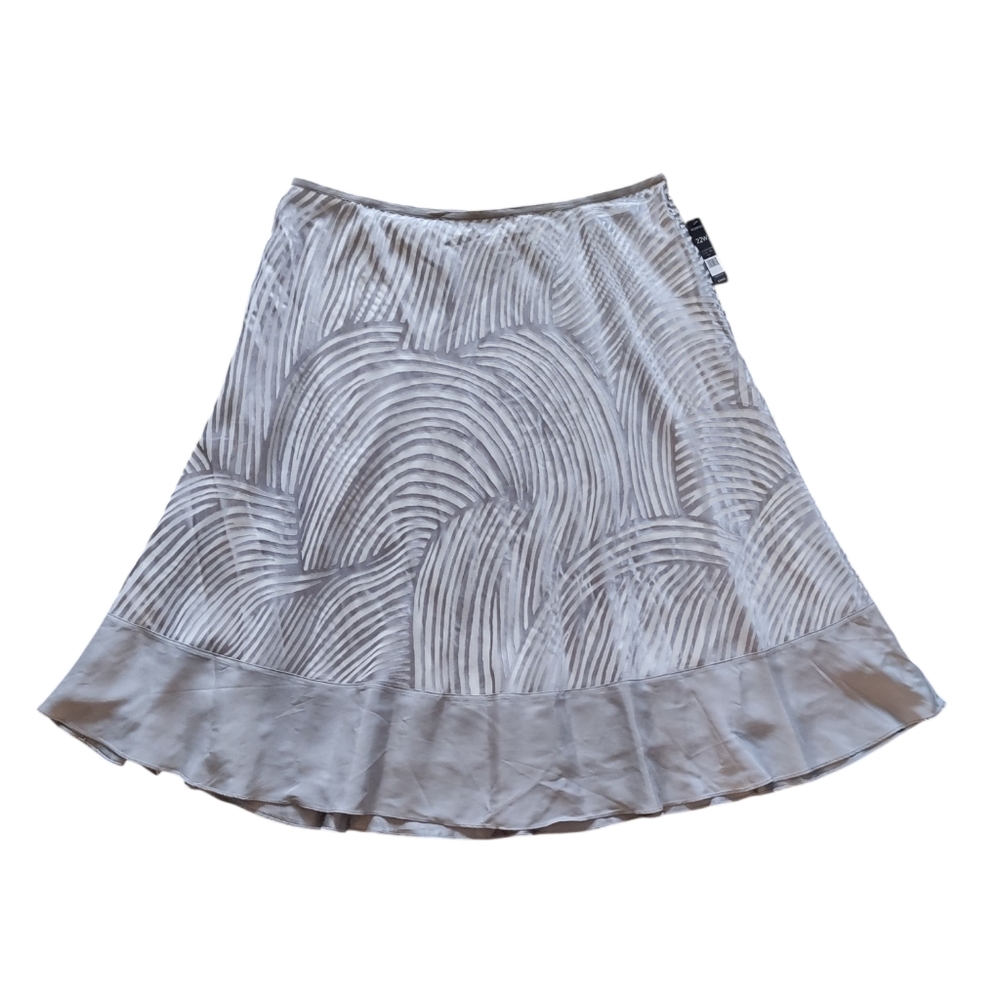 Nic + Zoe Satin Burnout Brushstroke Print Midi Skirt NWT
